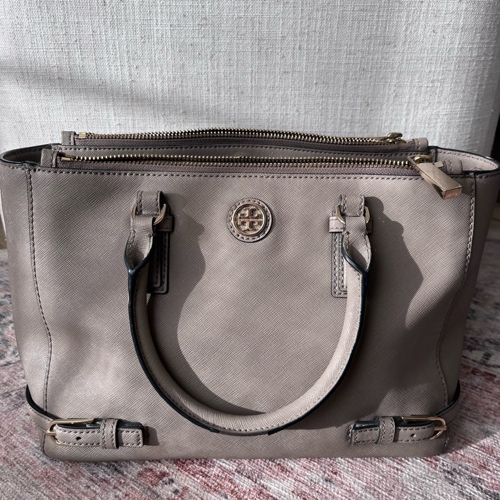 Tory Burch Taupe Leather Tote